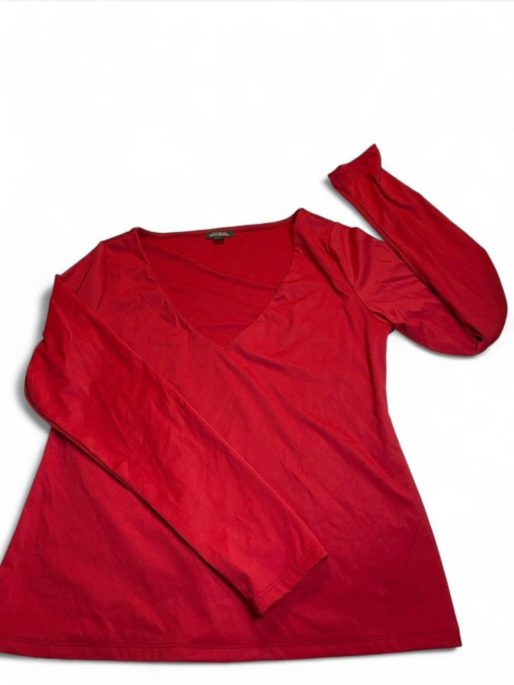 wild fable Red V-Neck Long Sleeve Top